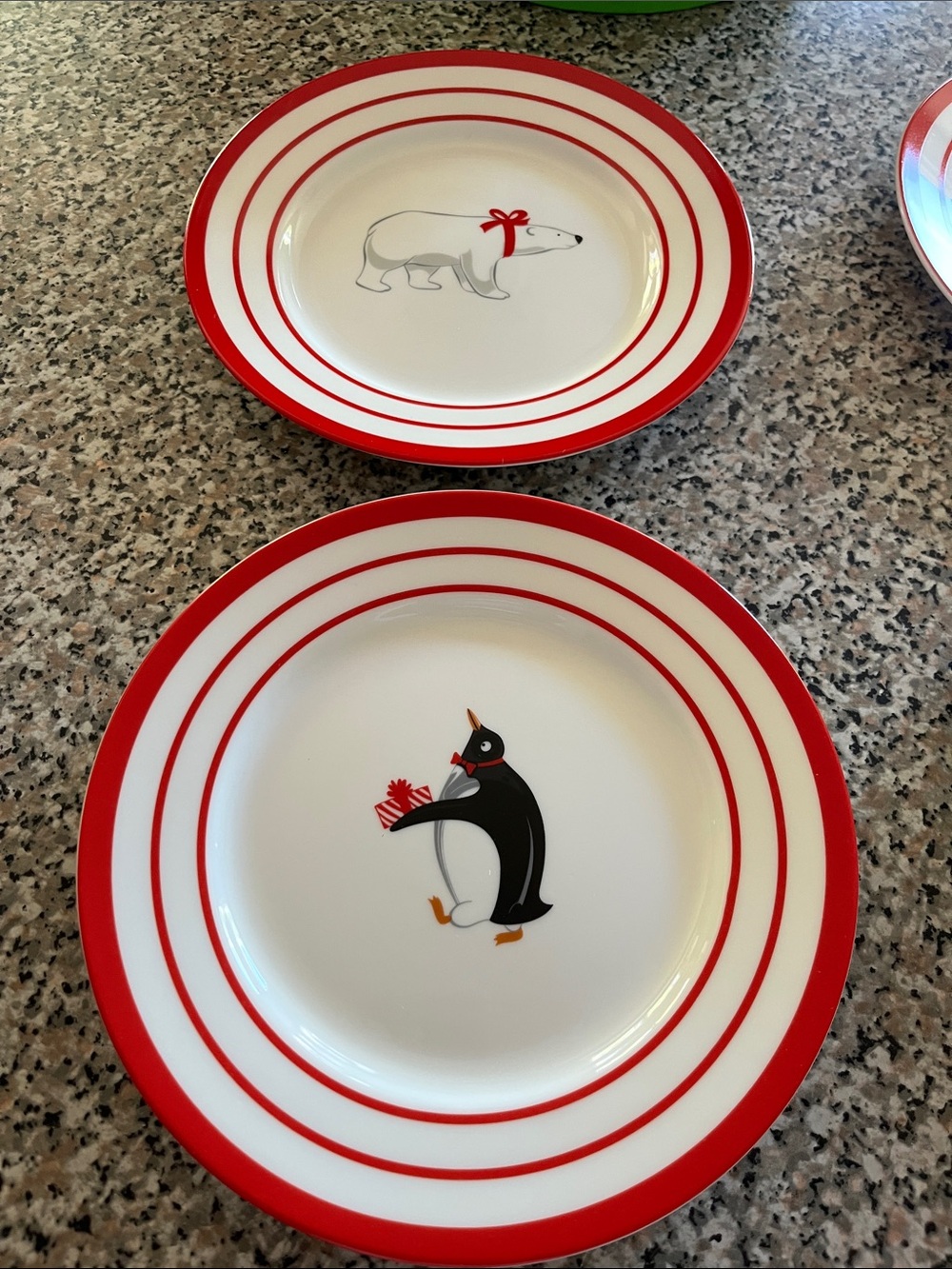 Field's Marketplace Red & White Penguin and Polar Bear Canapé Plates - Set of 6 - Picture 2 of 7
